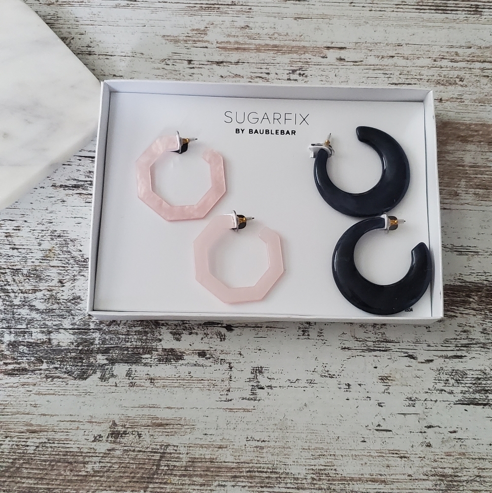 BaubleBar Resin Hoop Earring Set